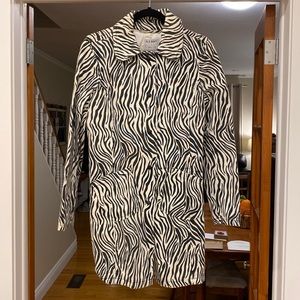 Zebra Patterned Canvas Coat. Old Navy Brand. NWT.  Snap closures. Size M.